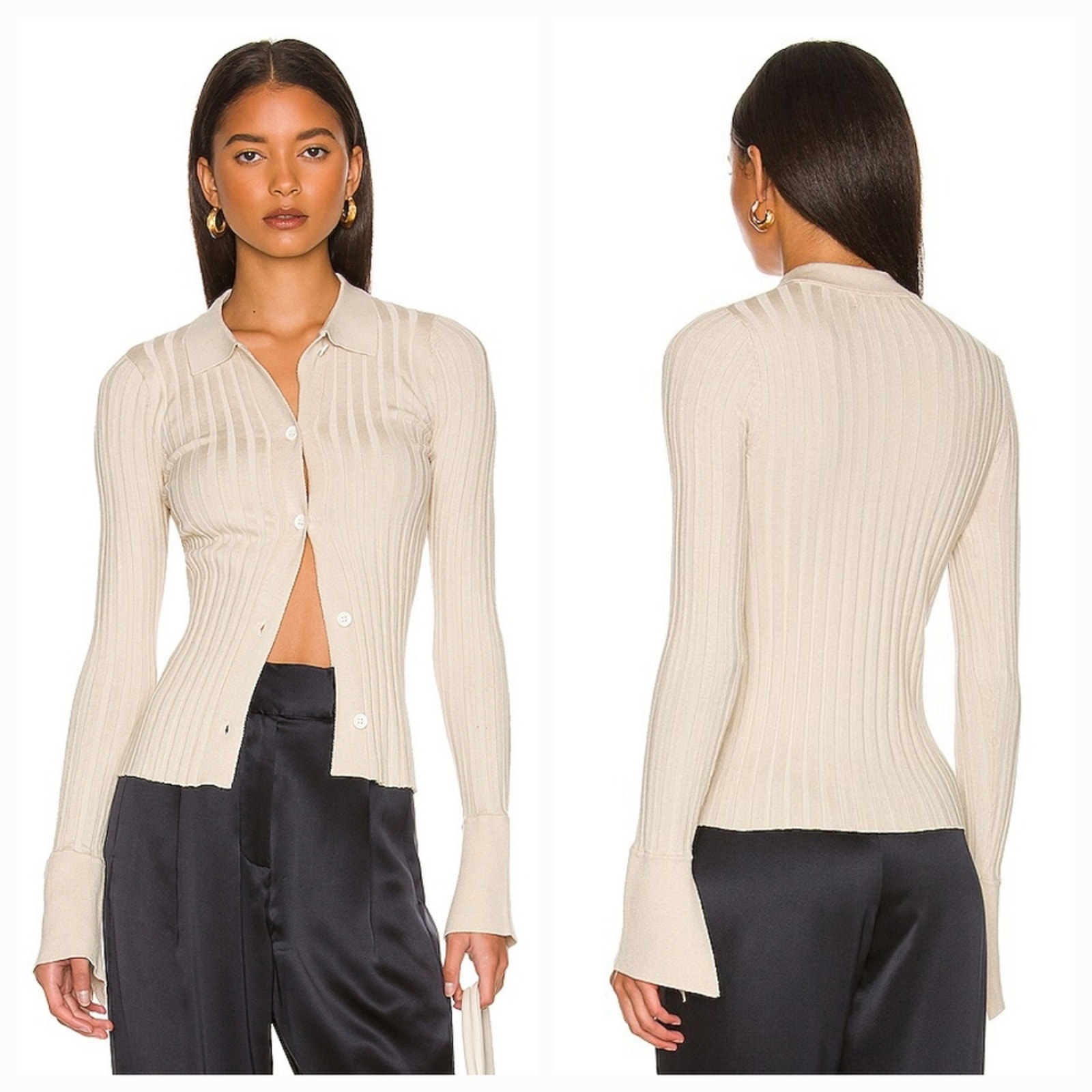 More To Come Bandy Button Front Sweater In Oatmeal Small